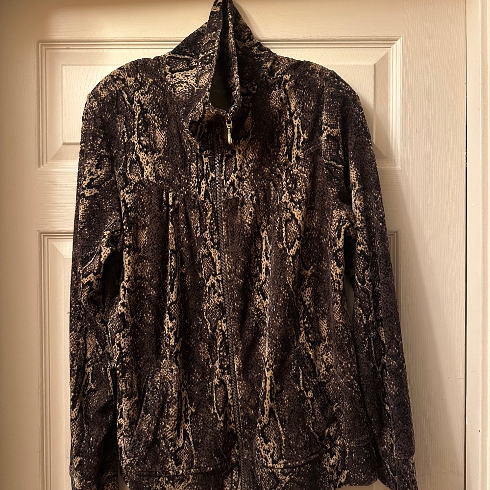 Style & Co Sport || Size XL || Full Zip Jacket Hoodie Python Print Cotton Blend